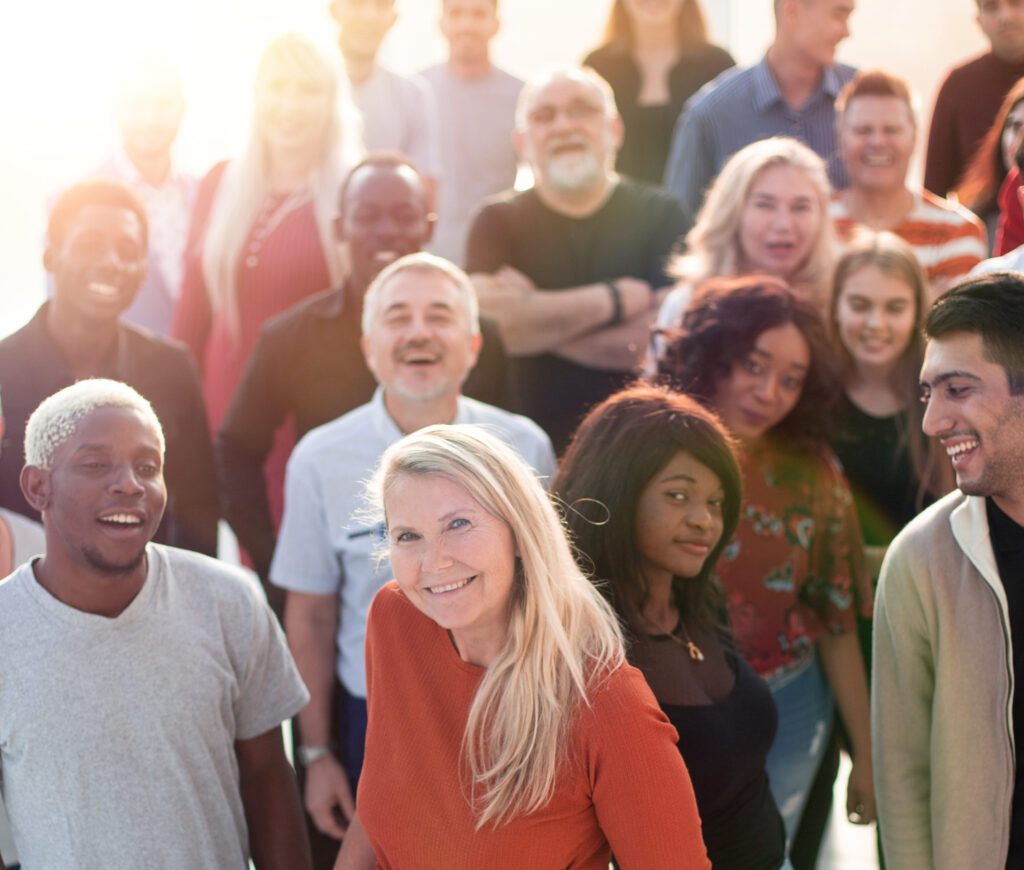 large group of different people standing together